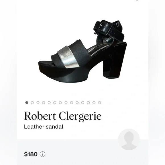 Robert Clergerie Black and Silver Wedge Sandals - Picture 2 of 16